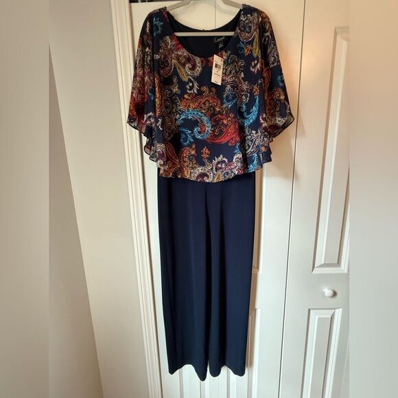 Connected Apparel NWT Size 12P Navy Women's Jumpsuit - Picture 5 of 10